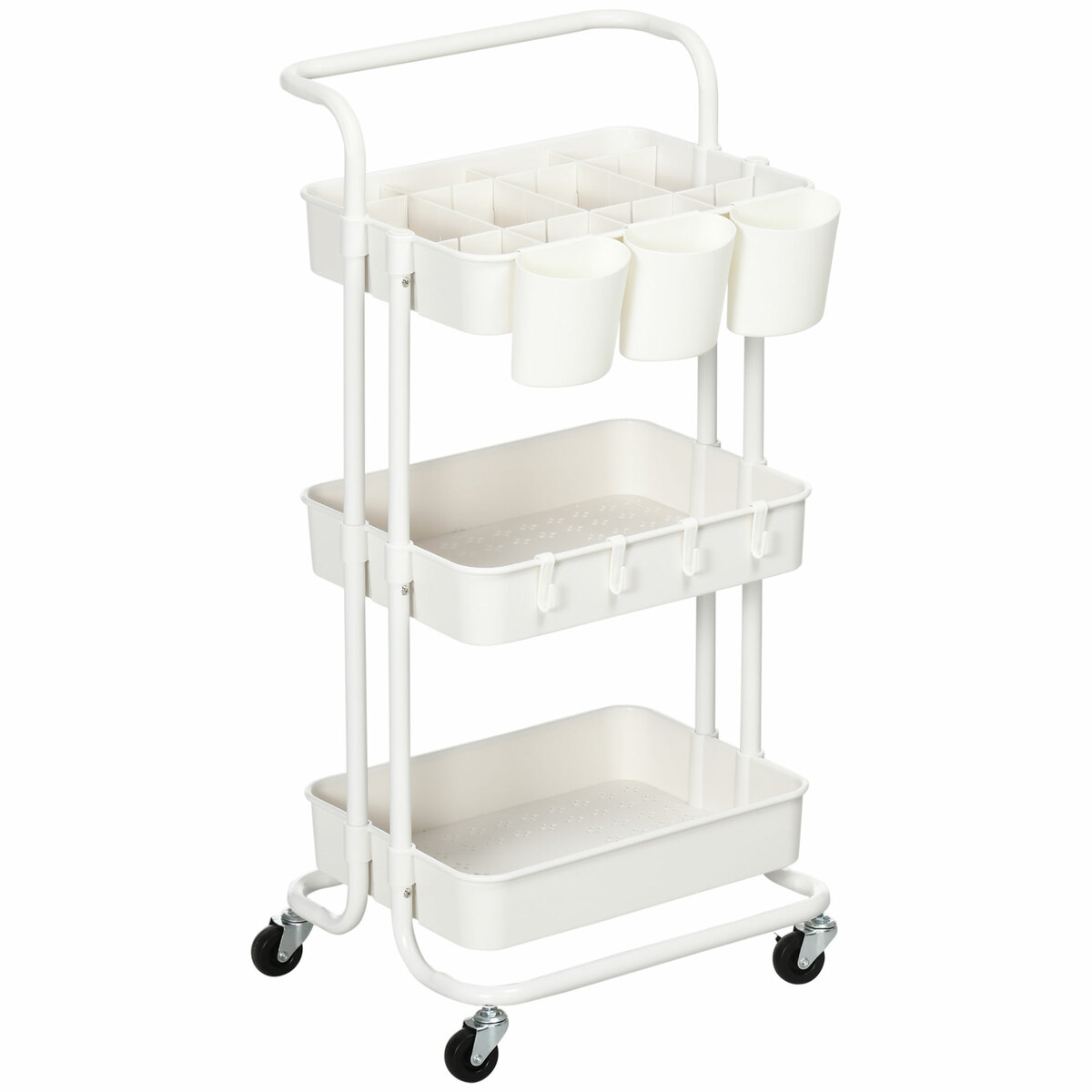 Nisorpa Servierwagen Mit 3 Etagen Aus Edelstahl, Küchenwagen Mit Feststellrollen – Ideal Für Gastro, Hotel & Küche (950x500x950mm)