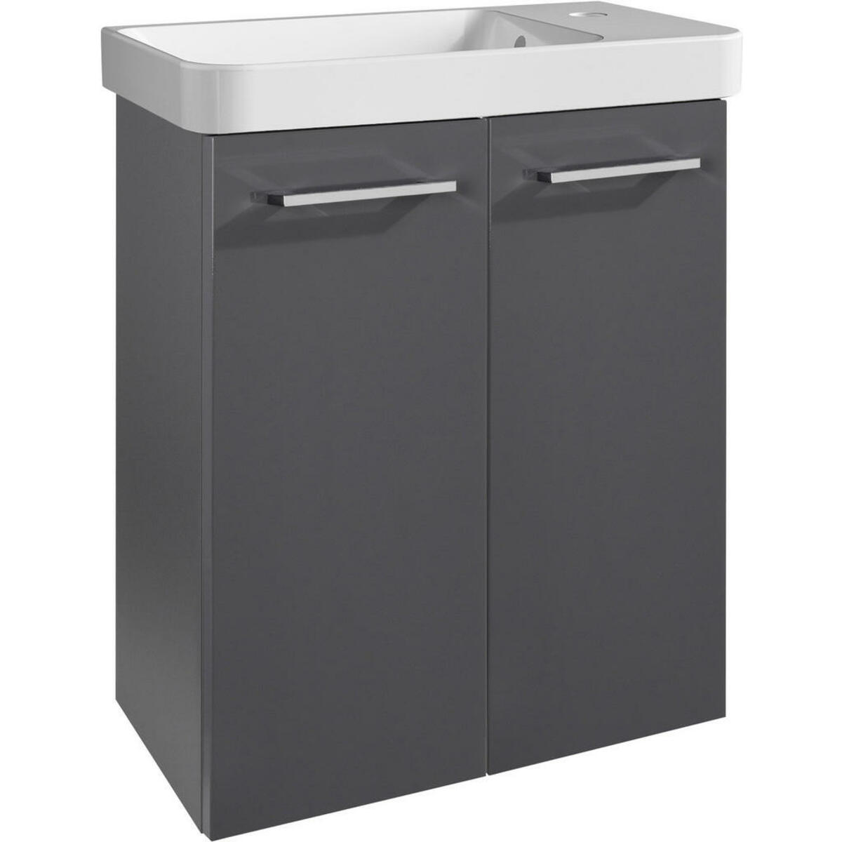 Bild 1 von Voleo Waschtischkombi Lara, Anthrazit, Holzwerkstoff, 1 Fächer, 55.5 cm, Made in Germany, hängend, Badezimmer, Waschbecken & Armaturen, Waschtische