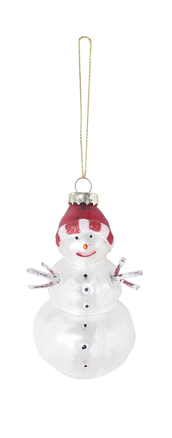 Bild 1 von TrendLine Weihnachtskugel aus Glas Schneemann 11 x 6,3 cm weiß-rot