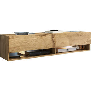P & B Lowboard, Eiche Wotan, Kunststoff, 140x30x31 cm, Fsc, stehend, hängend, Beleuchtung, Wohnzimmer, Wohnwände, Lowboards