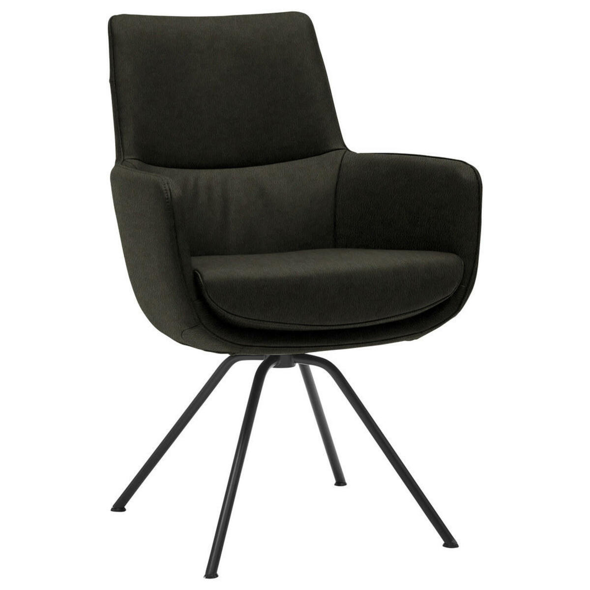 Bild 1 von Dieter Knoll Armlehnstuhl, Schwarz, Dunkelgrün, Metall, Leder, Echtleder, Semi-Anilinleder, rund, 60x90x61 cm, Beinauswahl, Lederauswahl, Typenauswahl, Esszimmer, Stühle, Armlehnenstühle