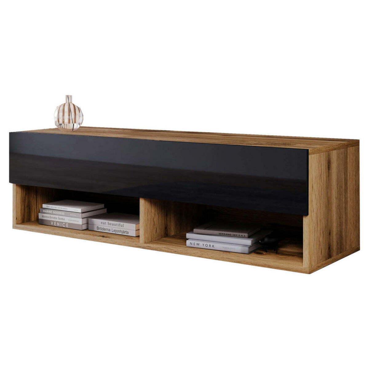 Bild 1 von P & B Lowboard, Schwarz, Eiche Wotan, Kunststoff, 100x30x31 cm, Fsc, stehend, hängend, Wohnzimmer, Wohnwände, Lowboards