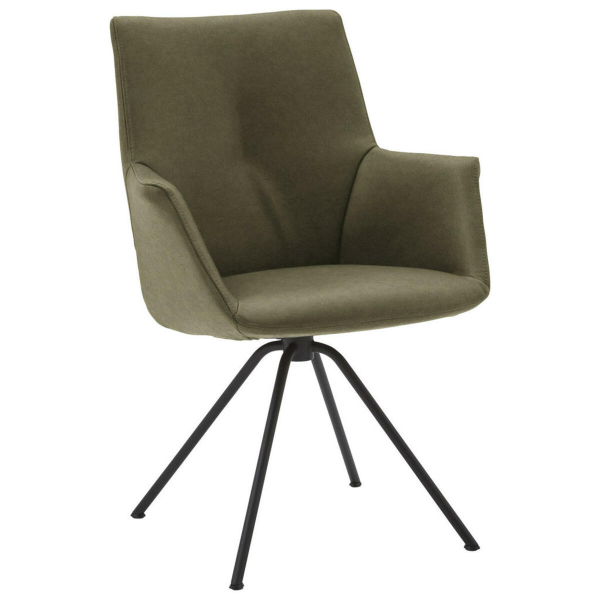 Bild 1 von Dieter Knoll Armlehnstuhl, Schwarz, Olivgrün, Metall, Leder, Echtleder, Semi-Anilinleder, Rundrohr, 65x91x63 cm, Beinauswahl, Lederauswahl, Typenauswahl, Esszimmer, Stühle, Armlehnenstühle