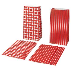 VINTERFINT  Papiertüten, verschiedene Muster rot 15x30 cm