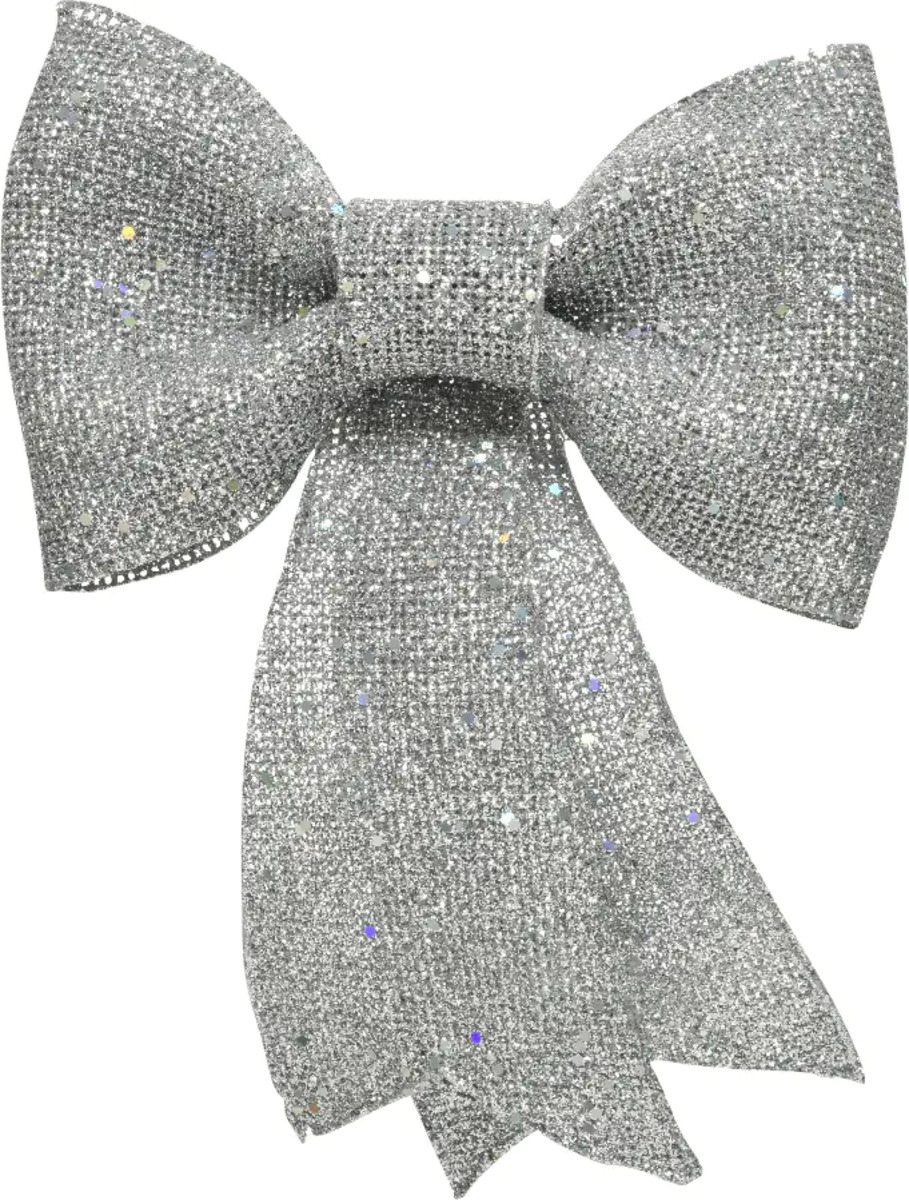 Bild 1 von Kaemingk Kunst-Schleife Glitterhänger 13 x 14 cm silber