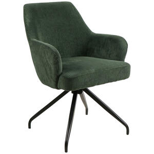 Mid.you Armlehnstuhl, Grün, Holz, Metall, Textil, Pappel, Sperrholz, Drehkreuz, 57x86x65 cm, Sitzfläche 360° drehbar, Esszimmer, Stühle, Armlehnenstühle