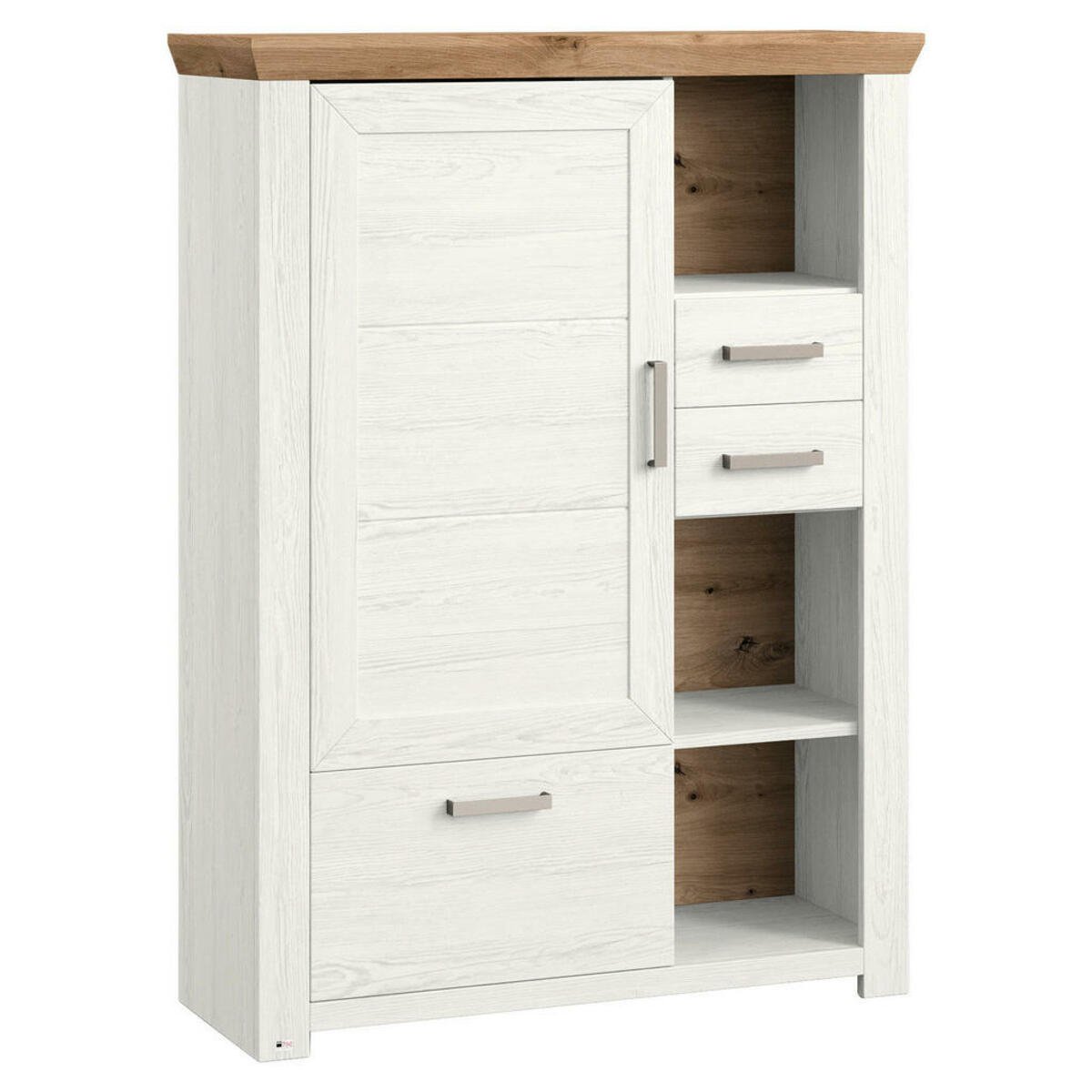 Bild 1 von SetOne by Musterring Highboard, Weiß, Pinien, Eiche Artisan, Metall, 2 Fächer, 3 Schubladen, 104.5x142.6x42.2 cm, Beimöbel erhältlich, stehend, Wohnzimmer, Kommoden & Sideboards, Highboards