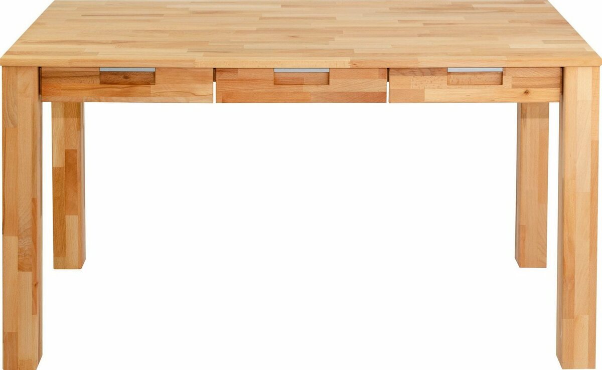 Bild 1 von Home affaire Schreibtisch Robi, aus geölter Buche, keilverzinkte Tischplatten, mit 3 Schubladen