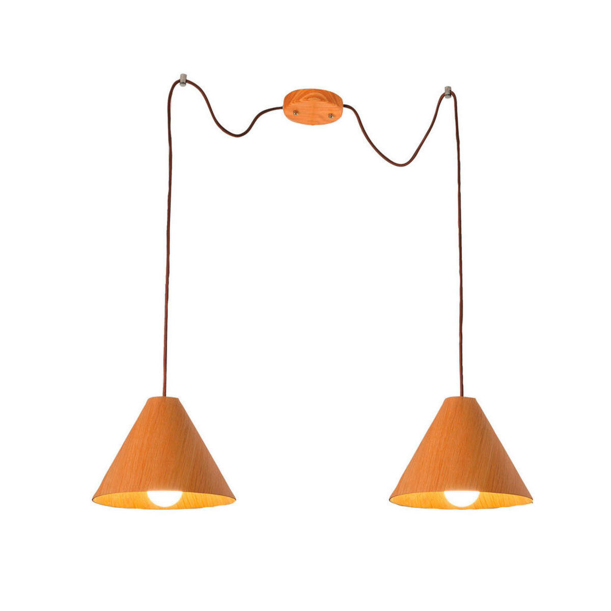 Bild 1 von Fabas Luce Pendelleuchte Esino, Holz, Textil, Eiche, 700x350 cm, ISO 9001, höhenverstellbar, Lampen & Leuchten, Leuchtenserien