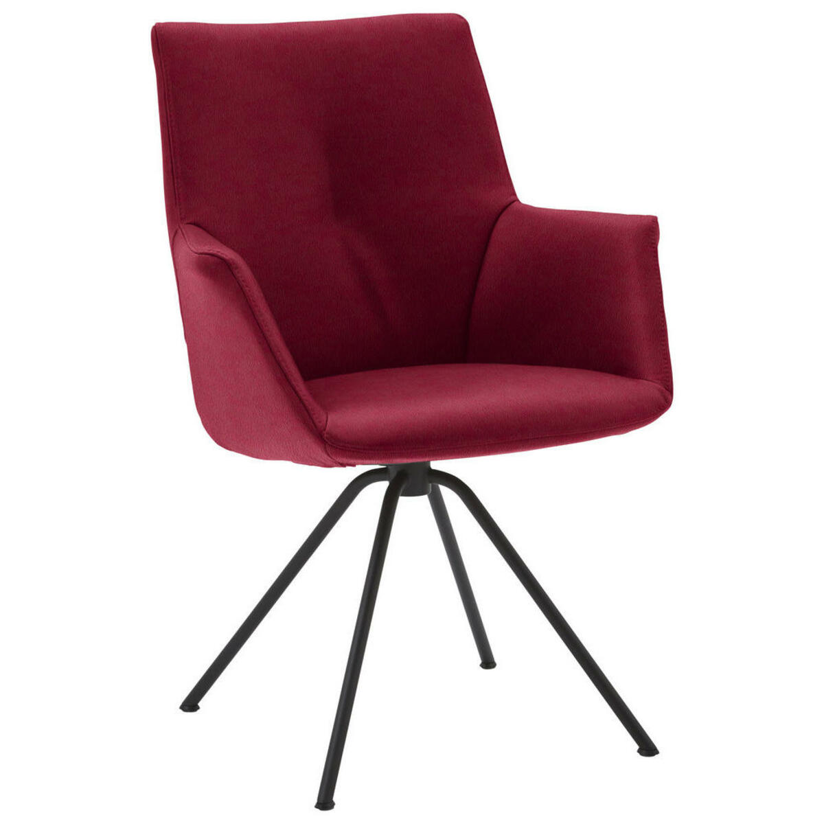 Bild 1 von Dieter Knoll Armlehnstuhl, Schwarz, Dunkelrot, Metall, Leder, Echtleder, Semi-Anilinleder, Rundrohr, 65x91x63 cm, Beinauswahl, Lederauswahl, Typenauswahl, Esszimmer, Stühle, Armlehnenstühle