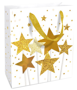 Braun & Company Geschenktragetasche Magic Stars gold 18 x 37 x 8 cm