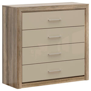 Kommode, Eiche, Sand, Metall, 4 Schubladen, 103.5x96.5x40 cm, Wohnzimmer, Kommoden & Sideboards, Kommoden