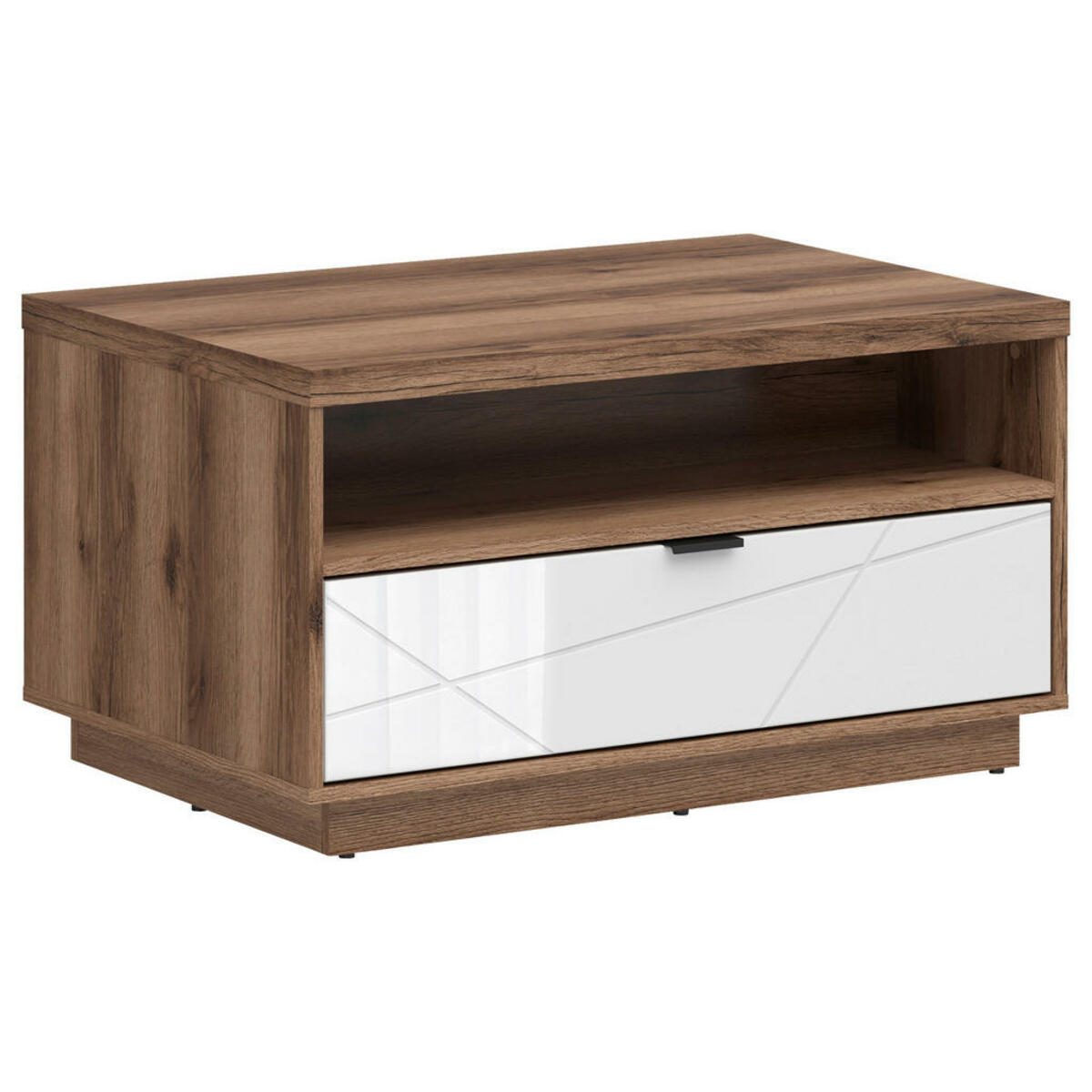 Bild 1 von Couchtisch, Eiche, Weiß Hochglanz, Holzwerkstoff, 1 Schubladen, rechteckig, rund, 48.5x90 cm, Wohnzimmer, Wohnzimmertische, Couchtische