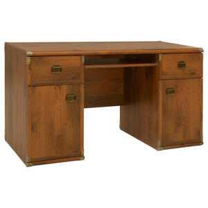 Schreibtisch, Eiche, Metall, 2 Schubladen, rechteckig, 65x78 cm, Arbeitszimmer, Schreibtische, Bürotische