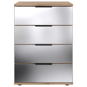 Mid.you Nachtschrank, Eiche, Metall, 4 Schubladen, 52x74x38 cm, BQ - Bündnis für Qualität, Made in Germany, DIN EN ISO 9001, Typenauswahl, Schlafzimmer, Nachttische