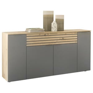 Mid.you Sideboard, Grau, Eiche Artisan, Kunststoff, 4 Fächer, 1 Schubladen, 177x85x37 cm, Made in EU, Beimöbel erhältlich, stehend, Schlafzimmer, Schlafzimmer Kommoden