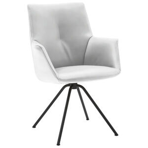 Dieter Knoll Armlehnstuhl, Schwarz, Weiß, Metall, Leder, Echtleder, Semi-Anilinleder, Rundrohr, 65x91x63 cm, Beinauswahl, Lederauswahl, Typenauswahl, Esszimmer, Stühle, Armlehnenstühle