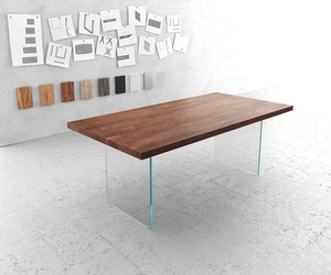 Esstisch Edge 200x100 XL Akazie Braun Glas