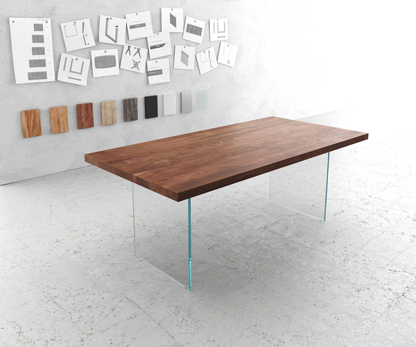 Bild 1 von Esstisch Edge 200x100 XL Akazie Braun Glas