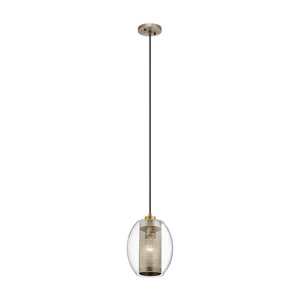 Bild 1 von Hängeleuchte Elstead Asher, Silber, Metall, Glas, 33.6 cm, Grüner Punkt, RoHS, höhenverstellbar, Lampen & Leuchten, Innenbeleuchtung, Hängelampen, Esstischlampen