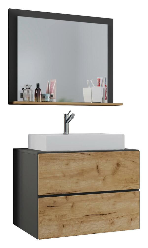 Bild 1 von Badmöbel-Set 3-tlg. Lendas B: 80 cm Anthrazit/Eiche Dekor, Anthrazit, Honigeiche