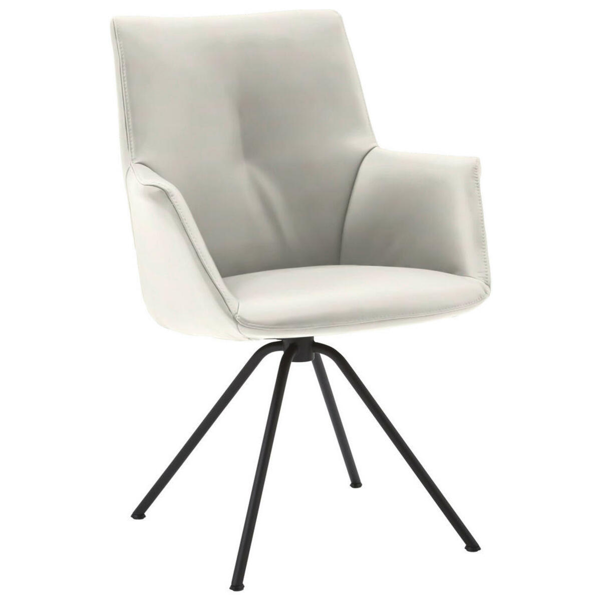 Bild 1 von Dieter Knoll Armlehnstuhl, Creme, Schwarz, Metall, Leder, Echtleder, Semi-Anilinleder, Rundrohr, 65x91x63 cm, Beinauswahl, Lederauswahl, Typenauswahl, Esszimmer, Stühle, Armlehnenstühle