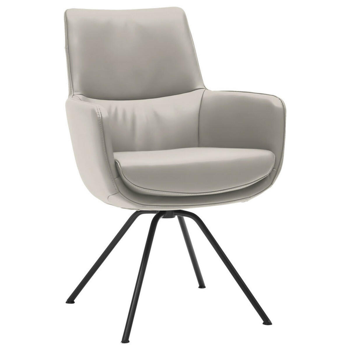 Bild 1 von Dieter Knoll Armlehnstuhl, Schwarz, Beige, Metall, Leder, Echtleder, Semi-Anilinleder, rund, 60x90x61 cm, Beinauswahl, Lederauswahl, Typenauswahl, Esszimmer, Stühle, Armlehnenstühle