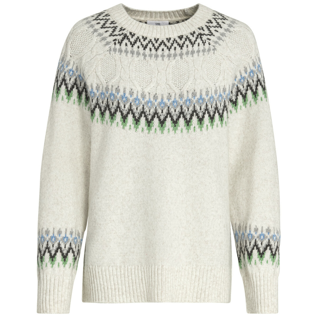 Bild 1 von Damen Strickpullover im Norweger-Style CREME / BLAU / GRÜN