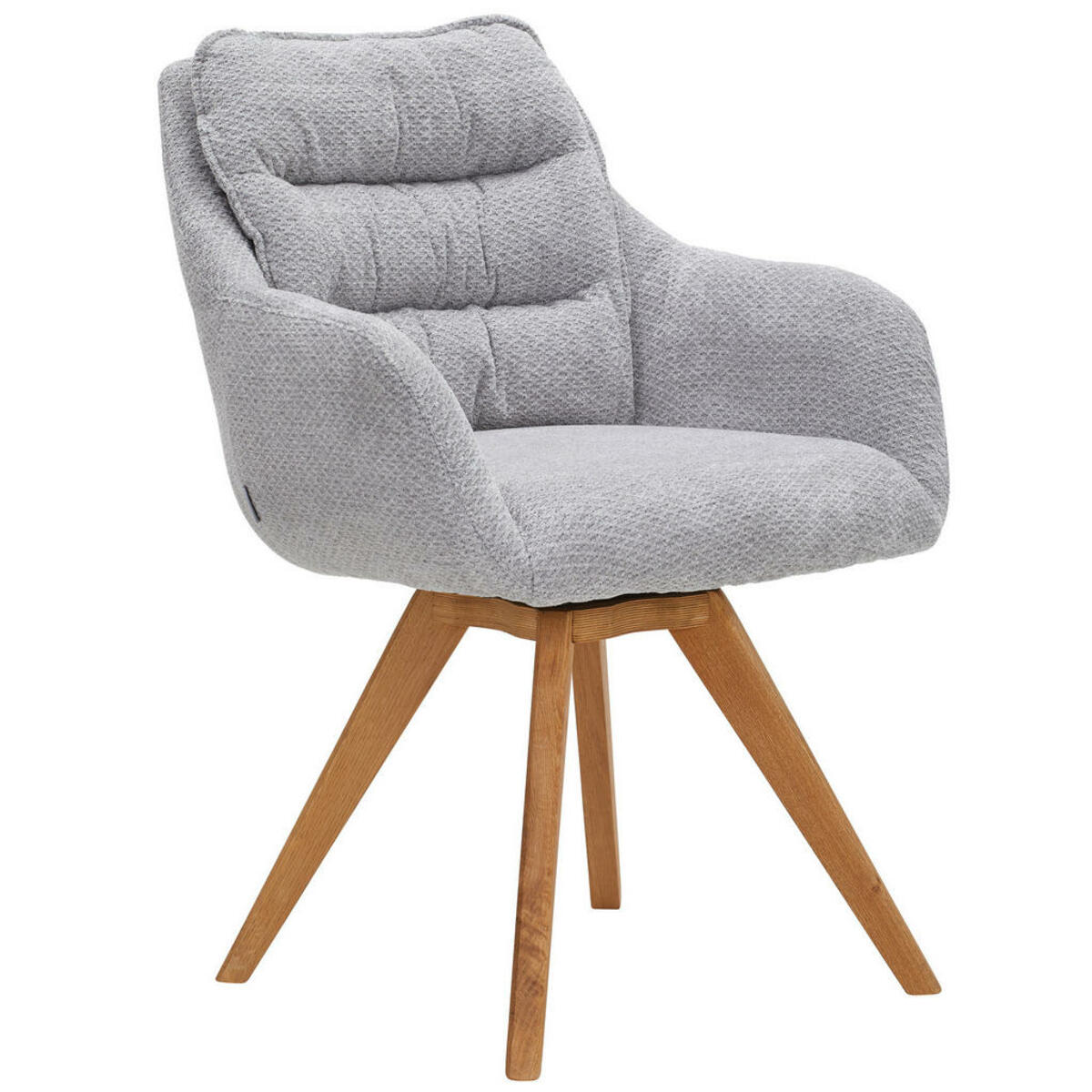 Bild 1 von Linea Natura Armlehnstuhl, Eiche, Hellgrau, Holz, Textil, Eiche, vollmassiv, konisch, eckig, 59x86x69.5 cm, Stoffauswahl, Typenauswahl, Gestellauswahl, Sitzfläche 180° drehbar, automatische Rückho