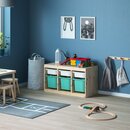 Bild 2 von TROFAST  Aufbewahrung mit Boxen, Kiefer weiß gebeizt, hell weiß/türkis 93x44x52 cm