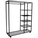 Bild 1 von Kleiderwagen, Schwarz, Metall, 100x140x35 cm, Schuhablage, Garderobe, Garderobenständer