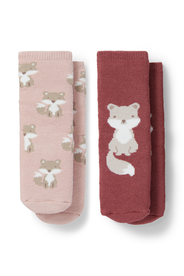 Bild 1 von C&A Multipack 2er-Fuchs-Baby-Anti-Rutsch-Socken mit Motiv, Rosa, Größe: 21-23