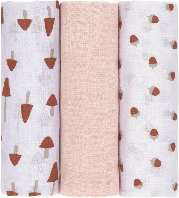 Bild 1 von LÄSSIG Stoffwindeln Little Forest, Powder Pink, Mulltuch-Set L (Set, 3-St), PETA-approved vegan