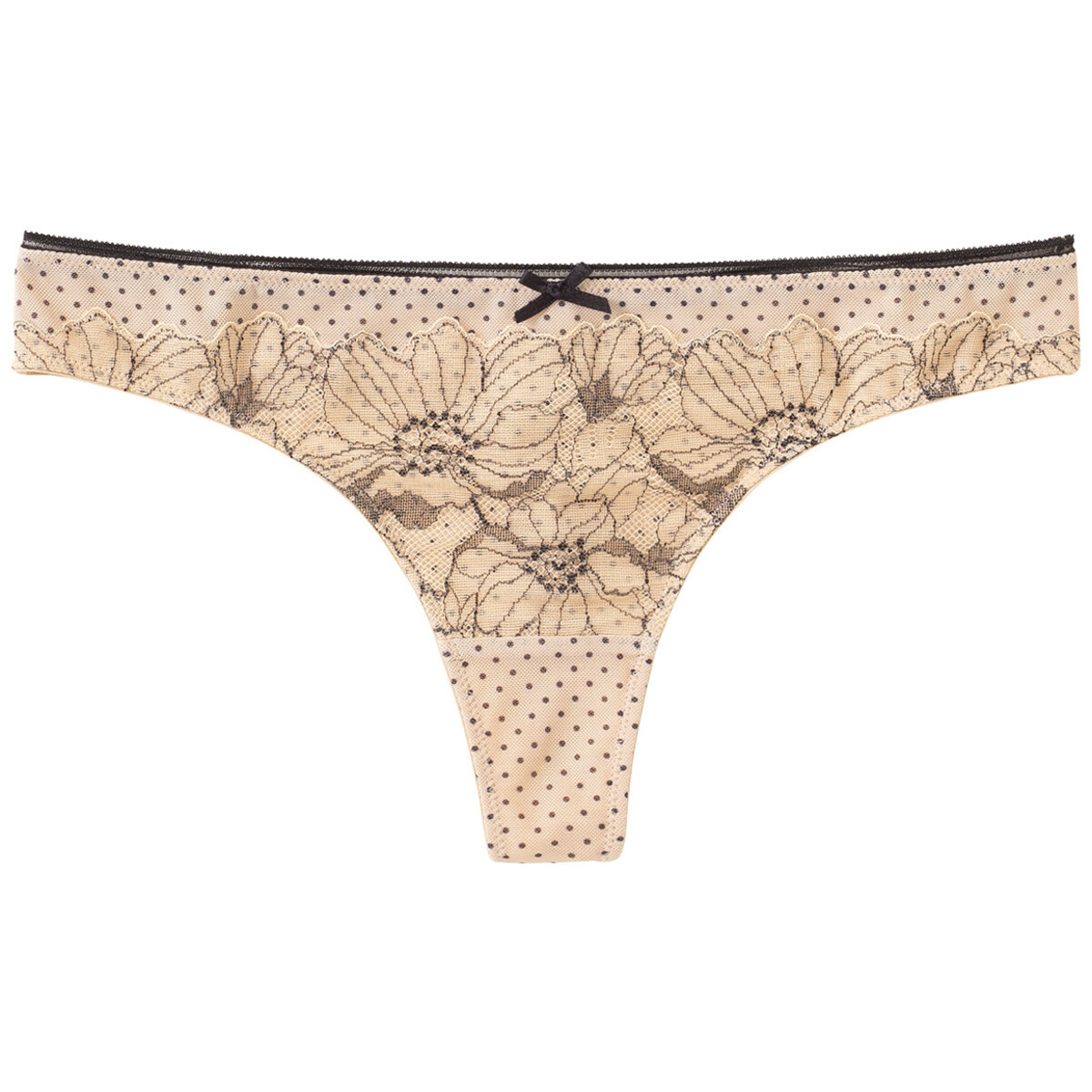 Bild 1 von Damen String mit floraler Spitze CREME