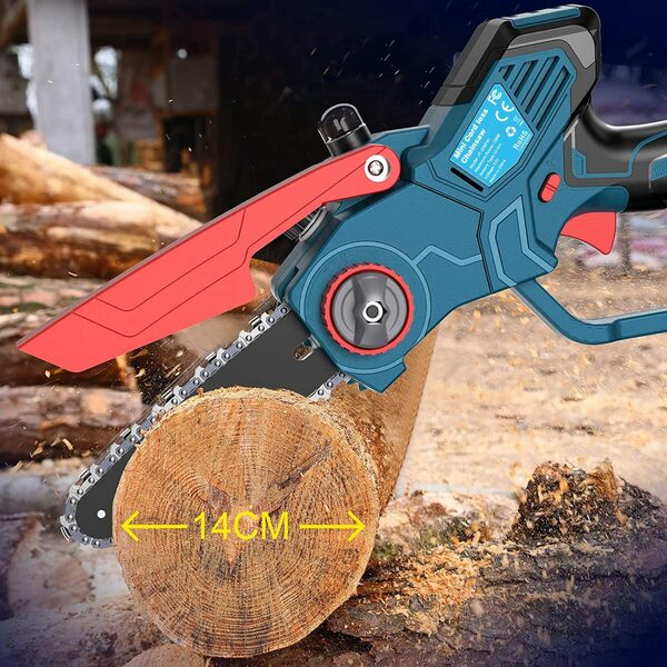 Bild 4 von EUARY Akku-Kettensäge 6 Zoll Kettensäge Elektrisch mit Akku Einhand Motorsäge Handkettensäge, mit 2Batterien 2Kette und Ladegerät für Garten, Holz und Astscheren