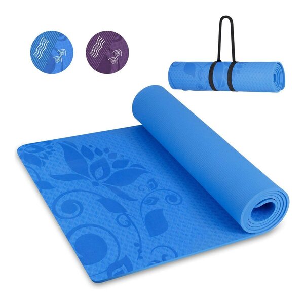 Bild 1 von INTEY INTYM02-Blu Yogamatte Gymnastikmatte rutschfest TPE rutschfest Übungsmatte Sportmatte Fitnessmatte für Fitness & Gymnastik mit Tragegurt - Maße 180 x 60 x 0.7cm