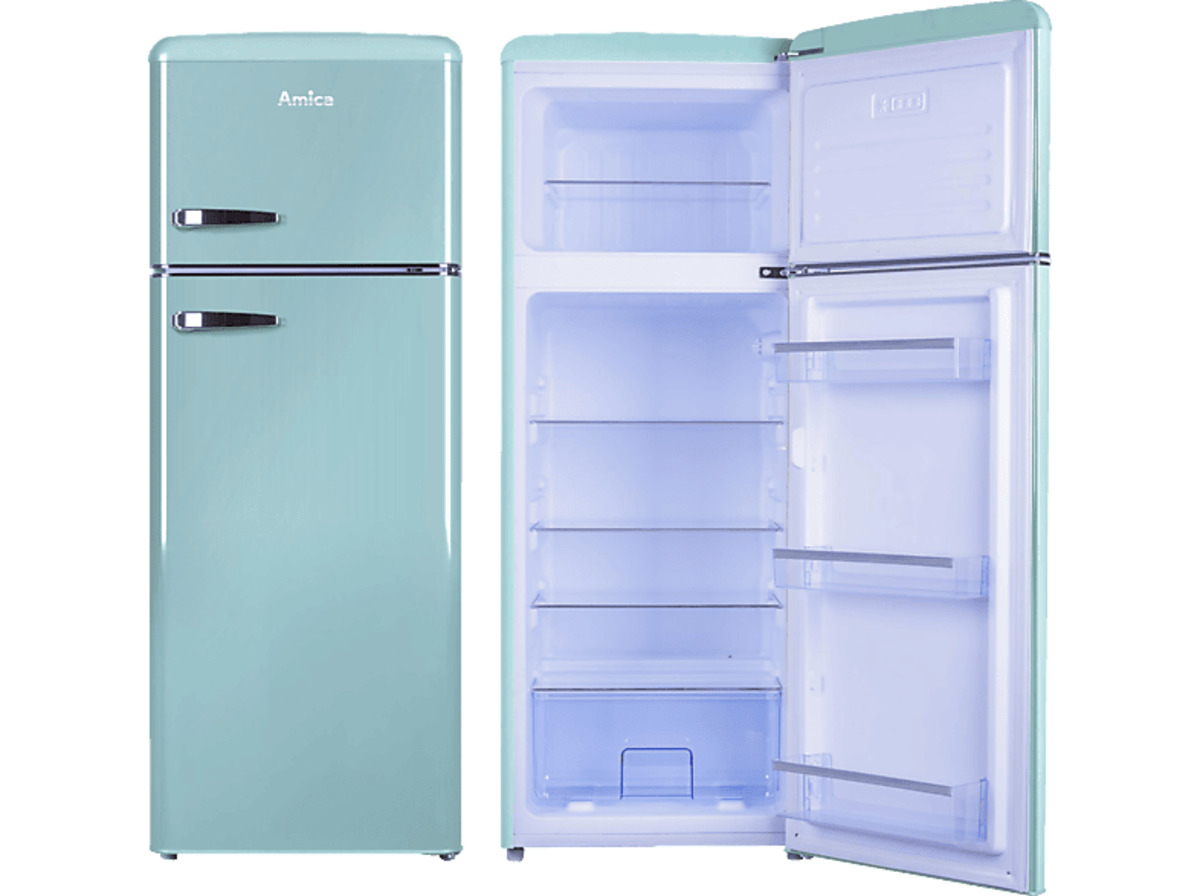 Bild 1 von AMICA KGC 15632 T Retro Edition Kühlgefrierkombination (E, 179,95 kWh, 1440 mm hoch, Türkis)