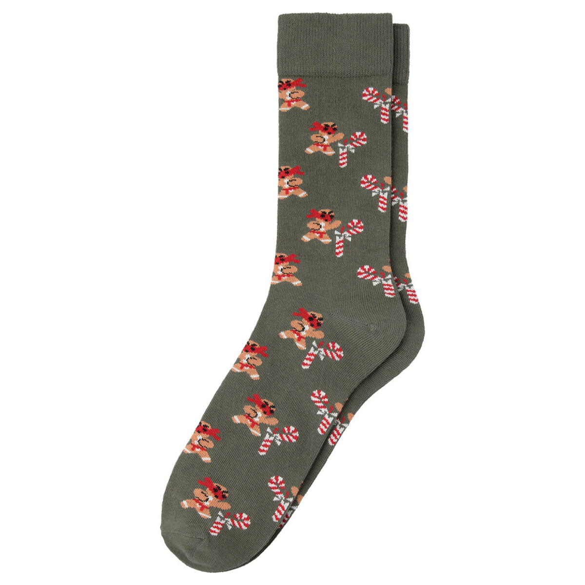 Bild 1 von 1 Paar Herren Weihnachtssocken mit Lebkuchen OLIV