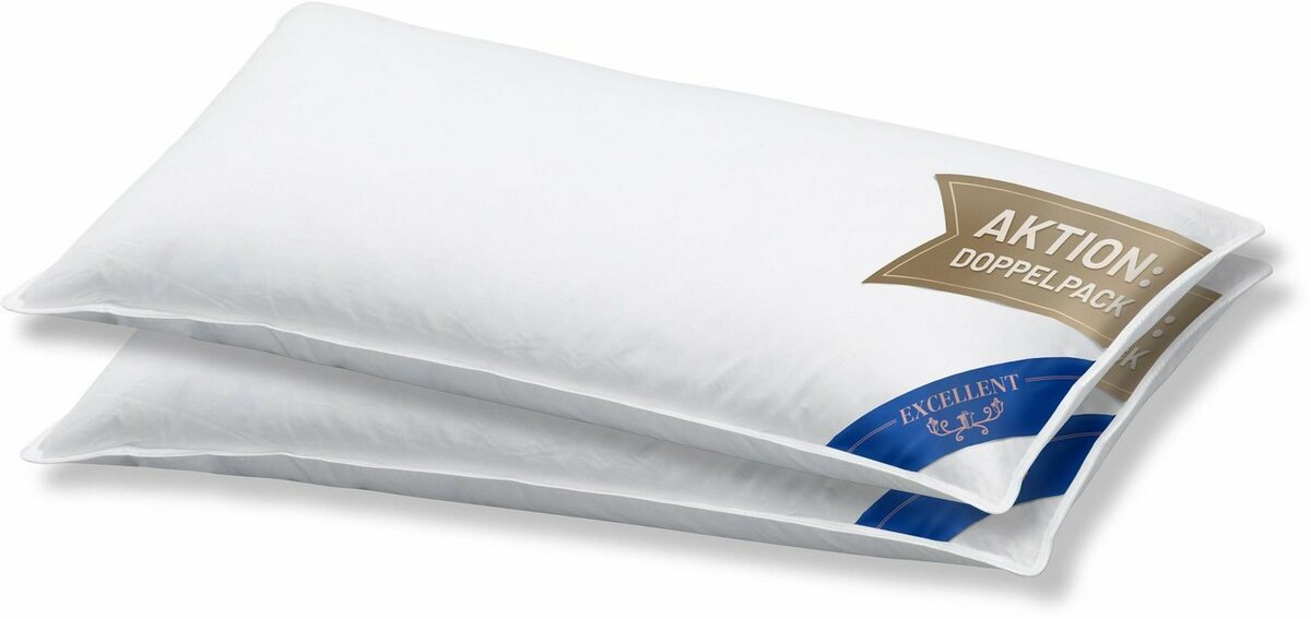 Bild 1 von 3-Kammer-Kopfkissen Venedig, Kissen-Set in Größe 80 x 80 cm und 40 x 80 cm erhältlich., Excellent, Füllung: 100% Daunen Außenkammer, Bezug: feiner Daunenbatist, 100% Baumwolle, Set