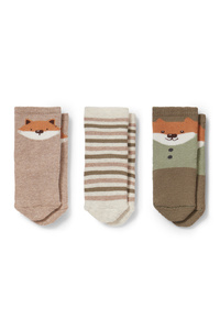 C&A Multipack 3er-Fuchs-Erstlings-Socken mit Motiv, Grün, Größe: 12-13