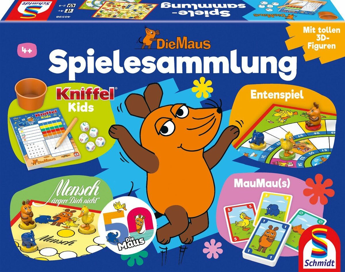 Bild 1 von Schmidt Spiele Spielesammlung, Kinderspiel Die Maus, mit 12 original 3D - Figuren