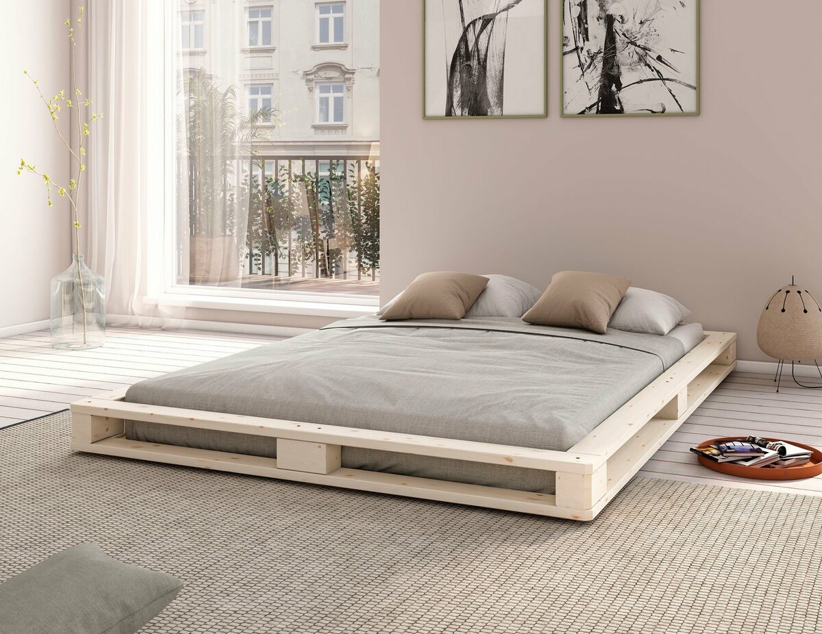Bild 1 von Home affaire Palettenbett "PALO " BESTSELLER!, Bodenbett, zertifiziertes Massivholz (Kiefer)