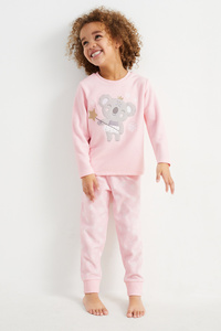 C&A Koala-Fleece-Pyjama, Rosa, Größe: 110