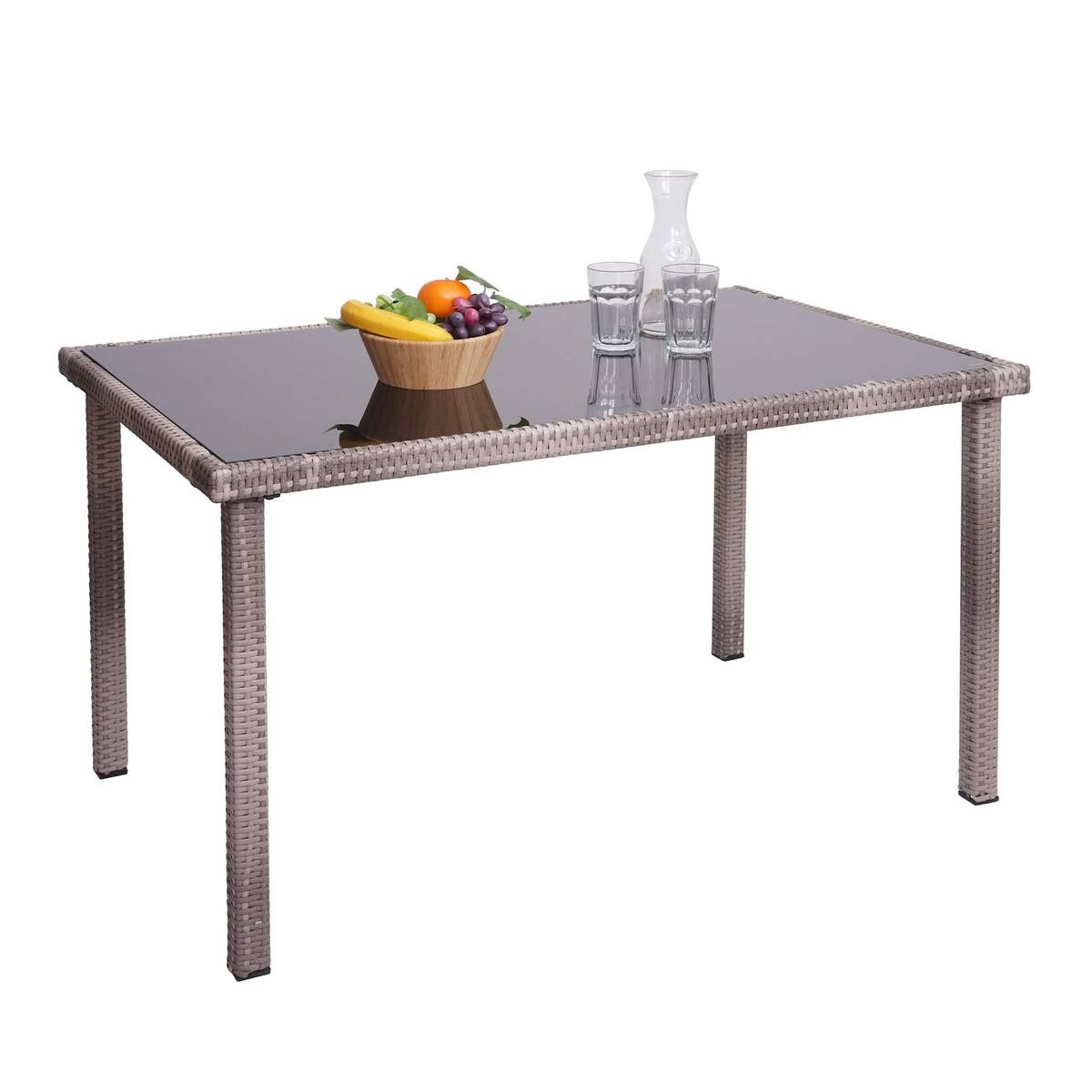 Bild 1 von Poly-Rattan Tisch MCW-G19, Gartentisch Balkontisch, 120x75cm ~ grau-braun