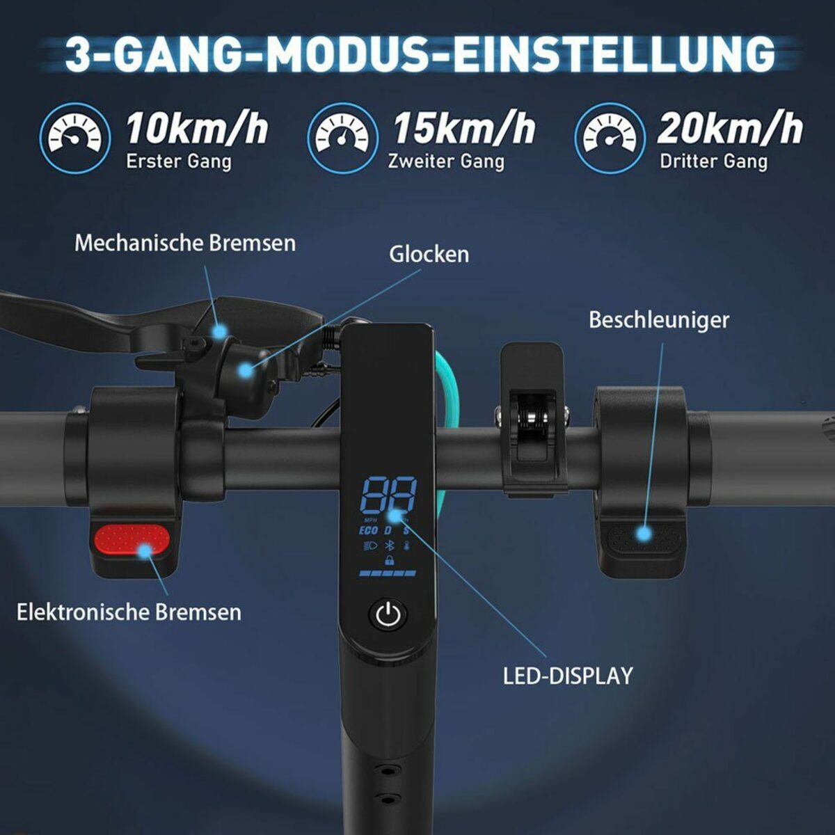 Bild 3 von RCB E-Scooter 10 Zoll, 20,00 km/h, mit Straßenzulassung Max 35km E-roller mit app max 20km/h Mit ABE