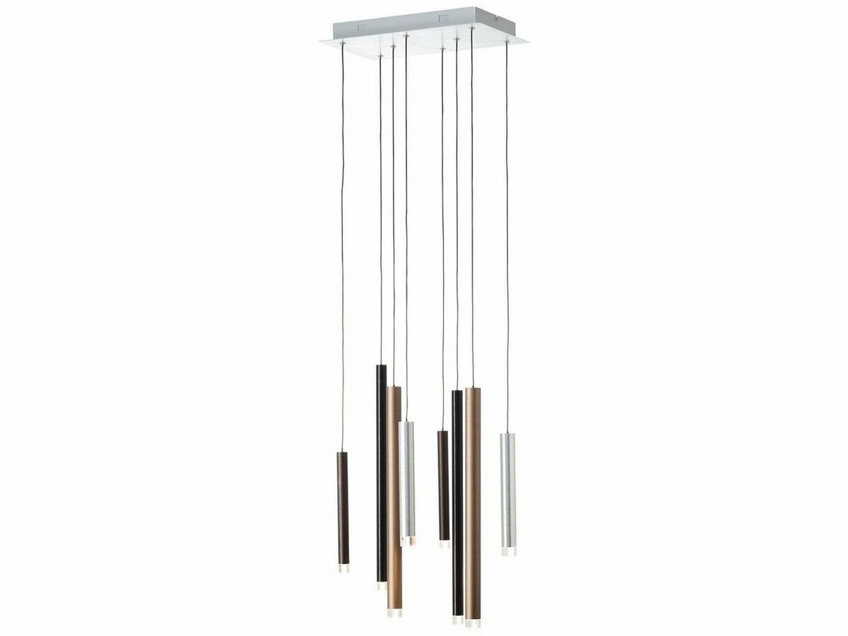 Bild 1 von Brilliant LED Pendelleuchte Cembalo, LED fest integriert, Warmweiß, H 180cm, B 40cm, 3-Stufen dimmbar, 3500lm, warmweiß, alu/schwarz/braun