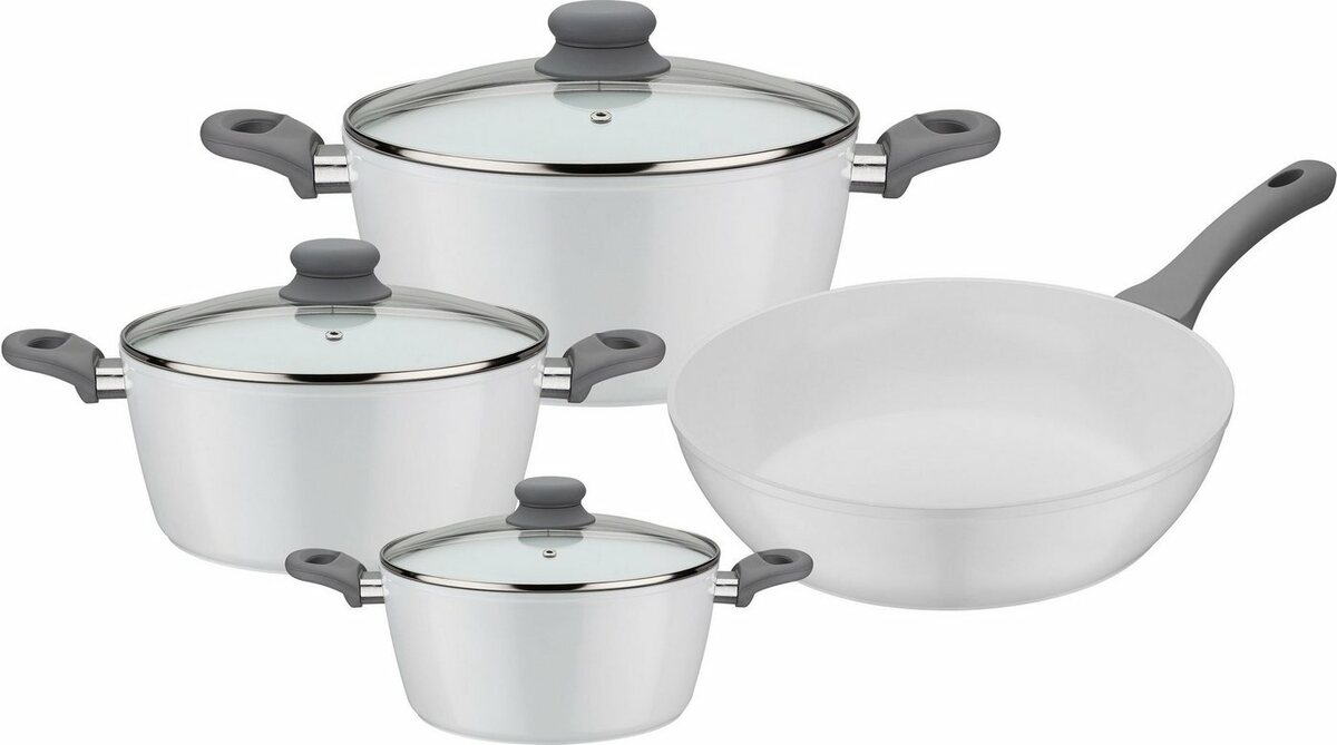 Bild 1 von GSW Topf-Set Fiona, Aluminium (Set, 7-tlg), weiß mit Softtouch-Griff kratzfeste ILAG® CERAMICVeredelung, Induktion