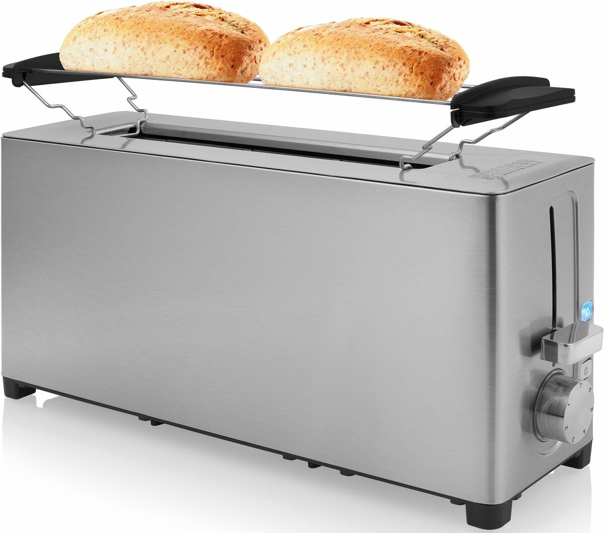 Bild 1 von PRINCESS Toaster 142401, 1 langer Schlitz, 1050 W, Brötchenaufsatz, 7 Bräunungsstufen, Krümelschublade