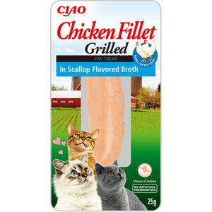 CIAO 2 x Katzensnack gegrilltes Hühnerfilet in Brühe mit Jakobsmuschel-Geschmack