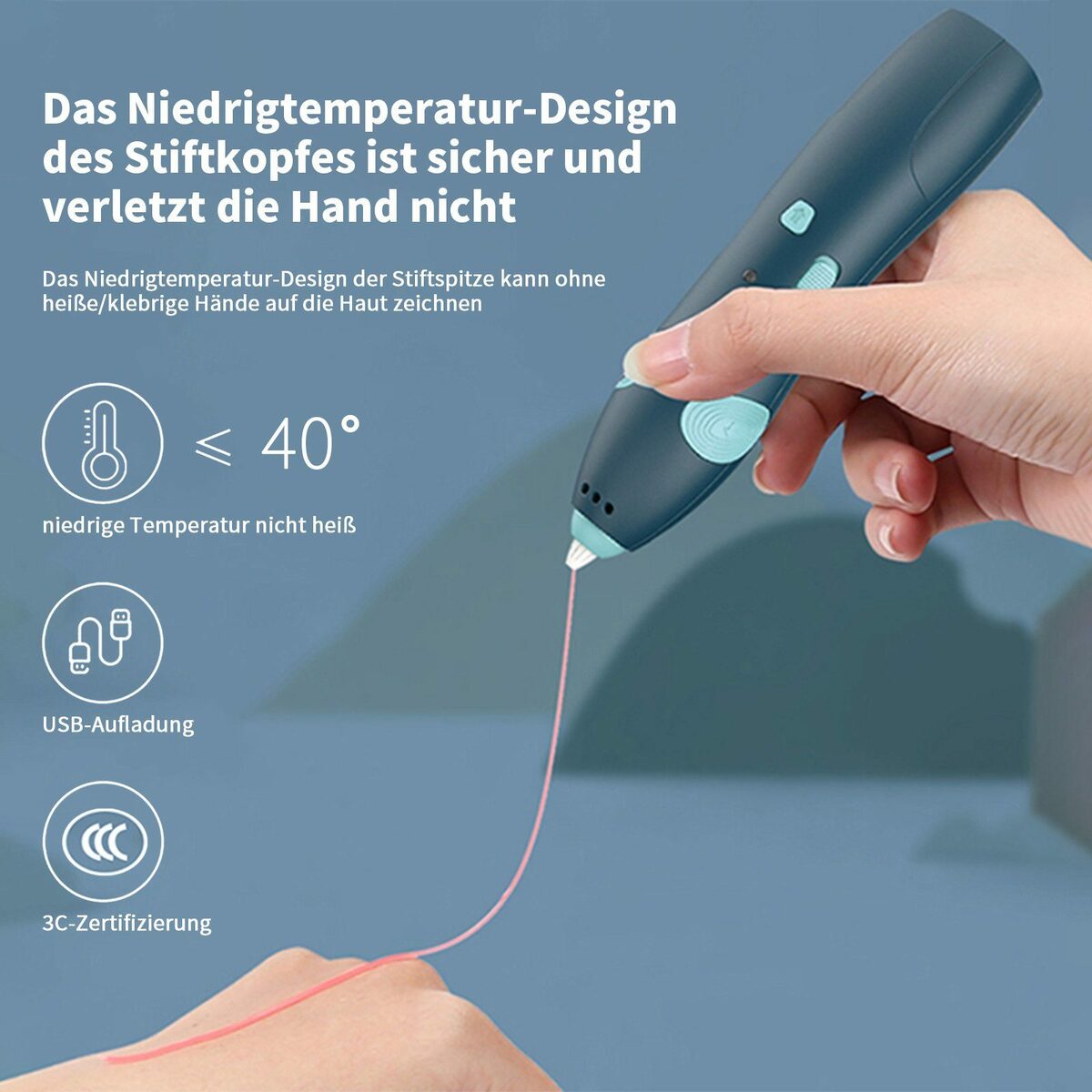 Bild 4 von Aoucheni 3D-Drucker-Stift 3D Drucker Stift mit 1.75mm PCL Filament 3 Farben Set, Jede Farbe 6M